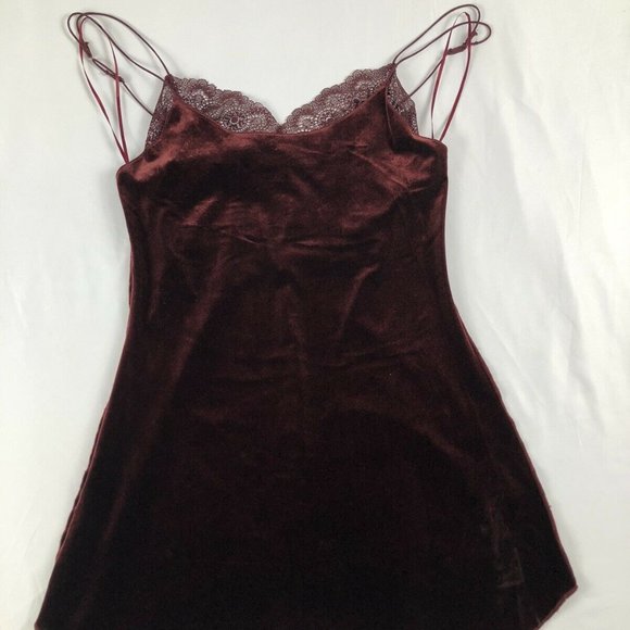 Intimately by Free People Burgundy Velvet Cami - Size Small Petite - Picture 1 of 4